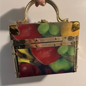 Vintage Delill Fruit Tapestry Box Purse! 🍓🍇🍎🍉🍒🍋